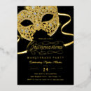 Recherche de mascarade invitations Noir et or