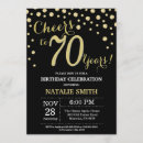 Recherche de 70th anniversaire invitations Noir et or