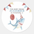 Recherche de anniversaire de requin autocollants Aquarelle