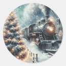 Recherche de train dans la neige autocollants Noël