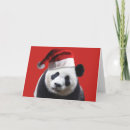 Zoek naar panda draagt kaarten Santa