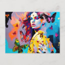 Recherche de papillons colorés cartes postales Jaune