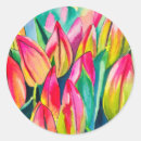 Recherche de tulipe rose autocollants Aquarelle florale