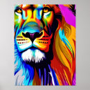 Recherche de lion bleu posters Coloré