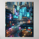 Recherche de cyberpunk posters Paysage urbain futuriste
