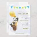 Recherche de panda baby shower invitations Bleu