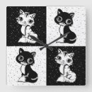 Recherche de chat noir et blanc horloges Motif