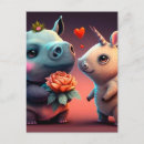 Recherche de licorne rouge cartes postales Mignon