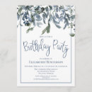 Recherche de blue floral anniversaire invitations Aquarelle