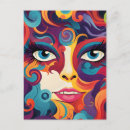 Recherche de visage de femme cartes postales Coloré