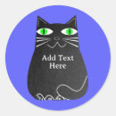 Recherche de yeux verts de chat autocollants Noir