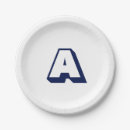 Recherche de bleu marine assiettes en papier Monogramme