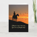 Recherche de cavalier de cheval vœux cartes Coucher de soleil