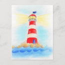 Recherche de phare rouge cartes postales Aquarelle