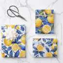 Recherche de motif de citron papier cadeau Bleu jaune
