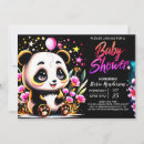 Recherche de panda baby shower fille invitations Rose