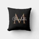 Recherche de or noir coussins Monogrammé