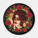 Recherche de crâne de sucre magnets Roses rouges
