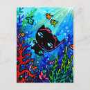 Recherche de poissons de bande dessinée cartes postales Océan