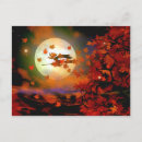 Recherche de sorcière de vol cartes postales Éffrayant