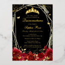 Recherche de noir rouge et or invitations Quinceanera