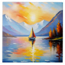 Recherche de lacs de montagne carreaux Coucher du soleil