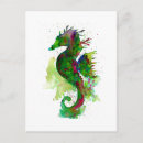 Recherche de hippocampe cartes postales Aquarelle