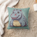 Recherche de hippopotame de enfant coussins Bleu