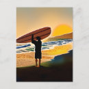 Zoek naar strand zonsondergang briefkaarten Surfer