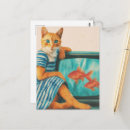 Recherche de poisson rouge drôle cartes postales Chat