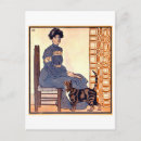 Recherche de femme lisant cartes postales Vintage