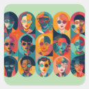Recherche de visage coloré autocollants Moderne