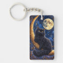 Recherche de croissant lune porteclés Chat noir