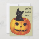 Recherche de chat noir vintage halloween invitations Citrouille