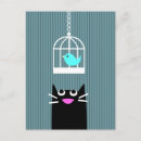 Recherche de chat et oiseau cartes postales Mignon