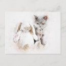 Recherche de chat abstrait cartes postales Aquarelle