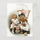 Recherche de petites filles poupées cartes postales Vintage