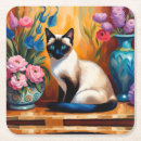 Recherche de chat siamois dessous de verres Aquarelle