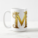 Recherche de lettres fleuries tasses Doré
