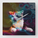 Recherche de chats colorés horloges Animal
