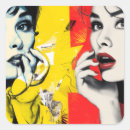 Recherche de portrait abstrait autocollants Couleurs vives