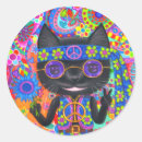 Recherche de chat psychédélique autocollants Hippie