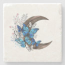 Recherche de papillon bleu dessous de verres Blanc