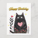 Recherche de chat noir anniversaire cartes Floral