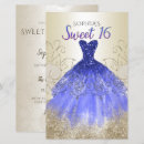 Zoek naar royal blue sweet 16 uitnodigingen Glitter