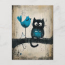 Recherche de oiseau et chat cartes postales Illustration