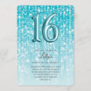 Recherche de aqua 16ans anniversaire invitations Parties scintillant turquoise