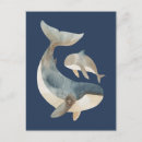 Recherche de baleine bleue cartes postales Aquarelle