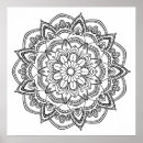 Recherche de mandala noir et blanc posters Floral