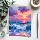 Zoek naar paarse zonsondergang briefkaarten Oceaan